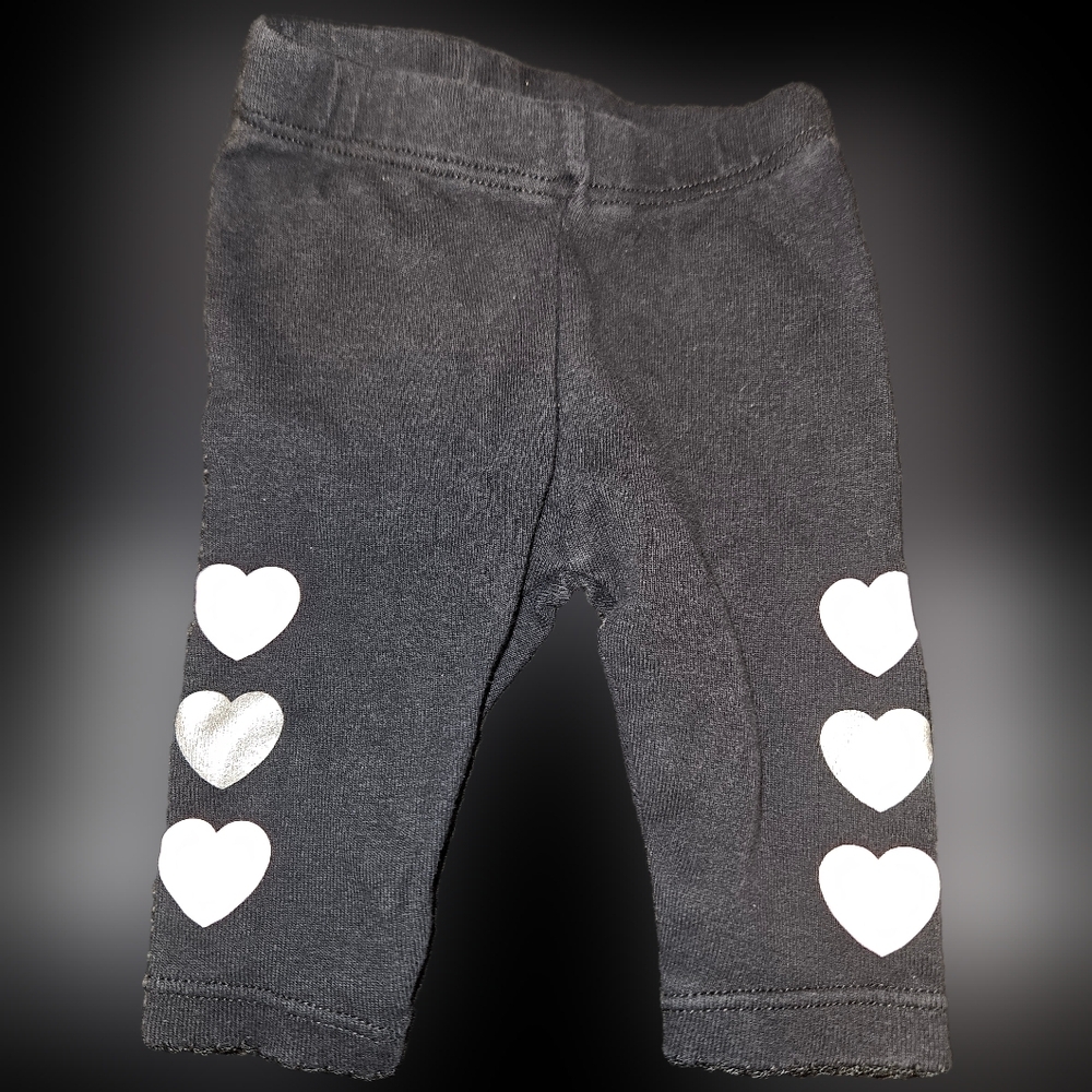 3/$6 Carter's Newborn Black Pants Silver Hearts​